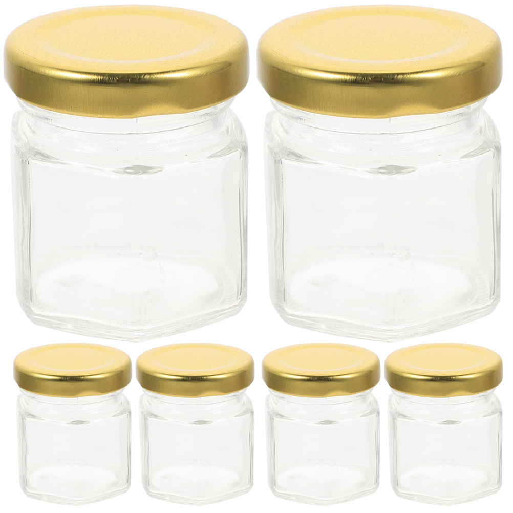 Food Storage Jars - 6 pots en verre hexagonaux transparents