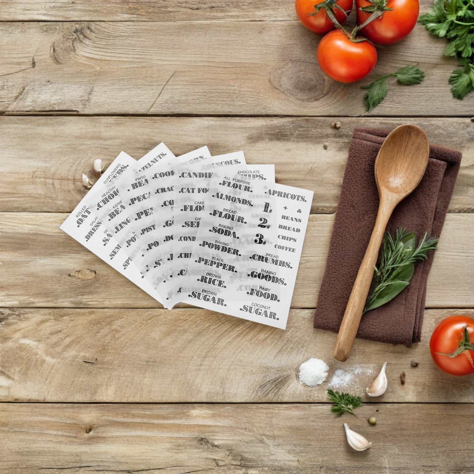 Food Storage Jar Labels - 6 Feuilles d'Étiquettes de Cuisine Transparentes