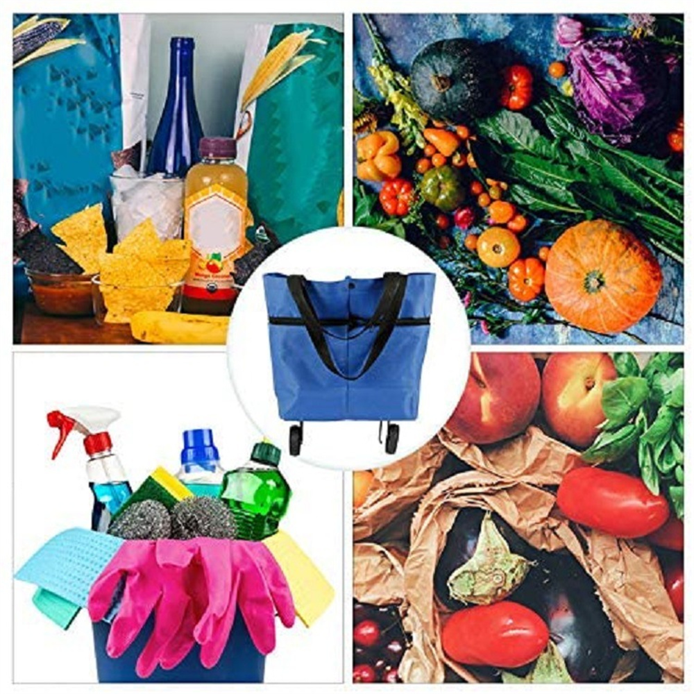 Food Storage Bags Reusable - Sac de chariot de courses pliable,