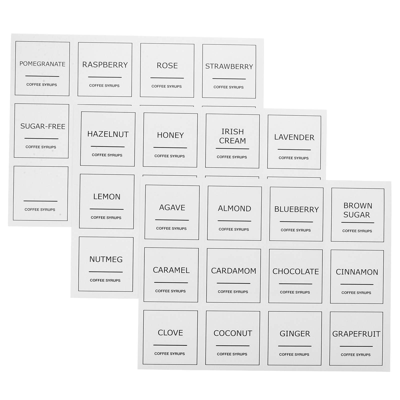 Food Storage Jar Labels - 3 Feuilles d'Autocollants en Plastique pour