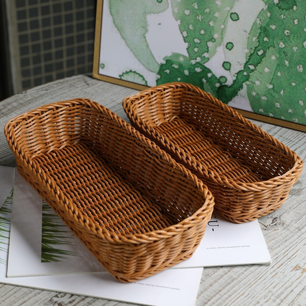 Bread Box Bamboo - Panier de rangement en Imitation rotin,