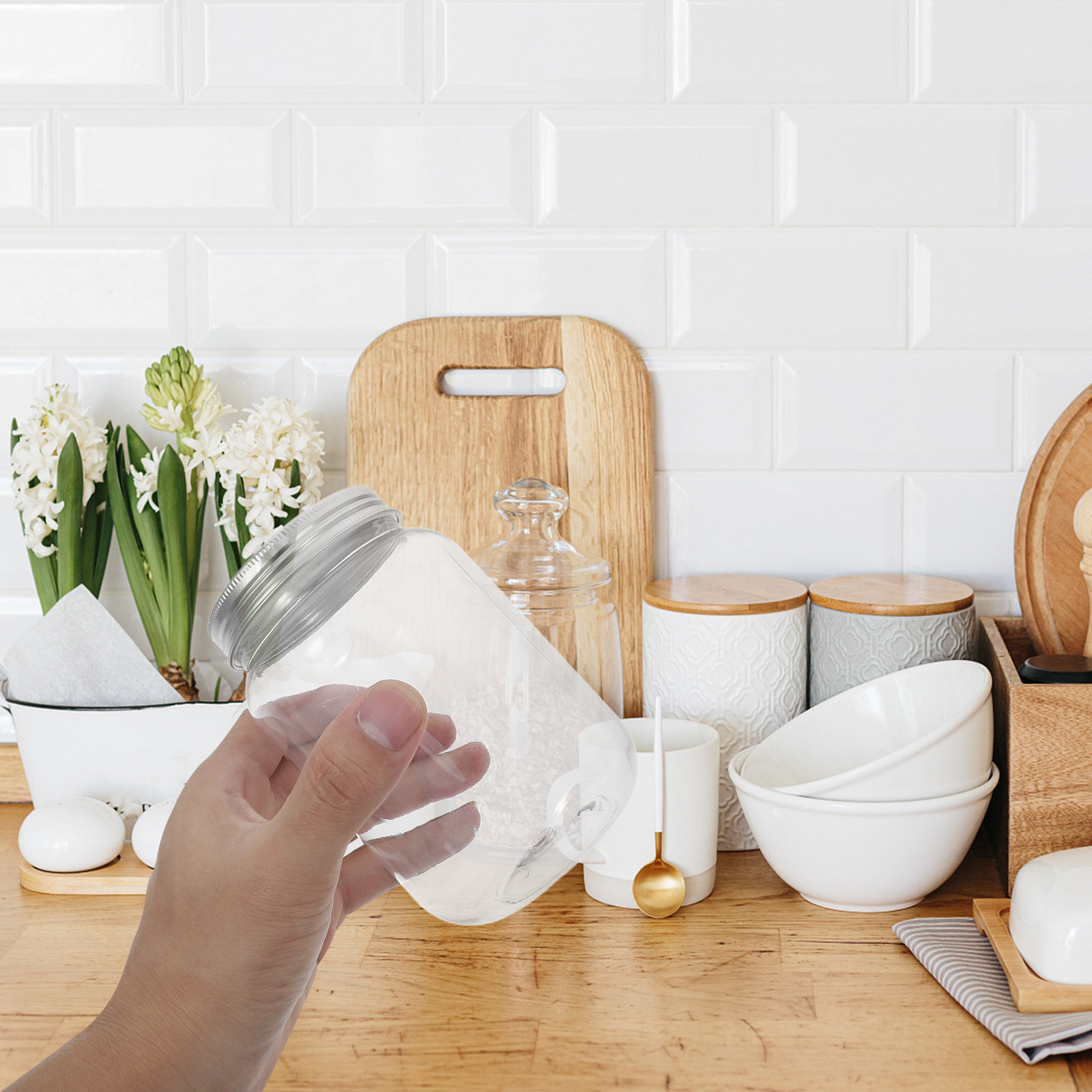 4 pots en plastique transparen - Food Storage Jars avis et prix