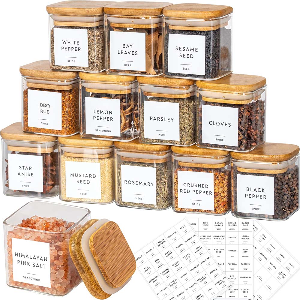 Bocaux à Épices Carrés en Verr - Food Storage Jar Labels avis et prix