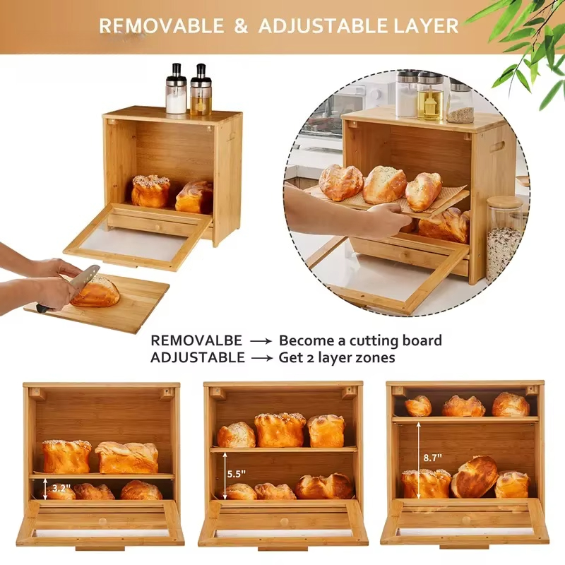 Boîte à pain en bambou à 2 niv - Bread Box Bamboo avis et prix